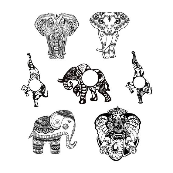 570x570 ethnic elephant mandala elephant elephant monogram etsy - Mandala Elephant Drawing