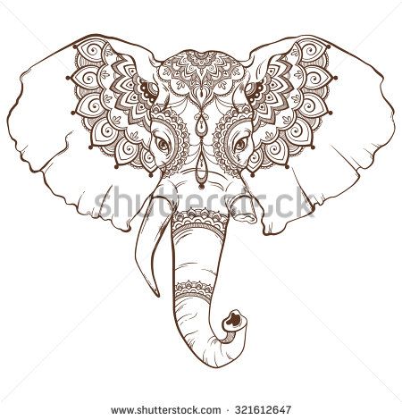 450x470 Head Of Elephant With Elegant Ethnic Pattern Hand Drawing Style - Mandala Elephant Drawing