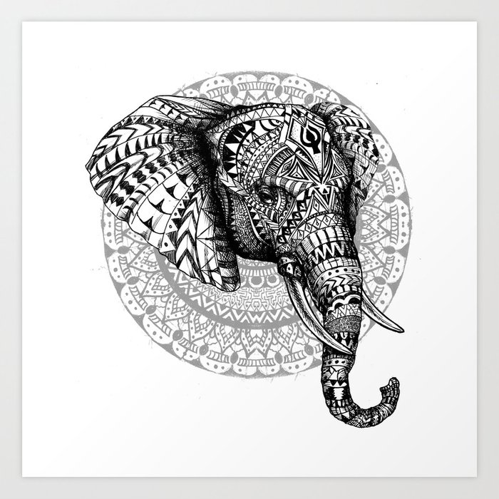 700x700 Mandala Elephant Art Print - Mandala Elephant Drawing