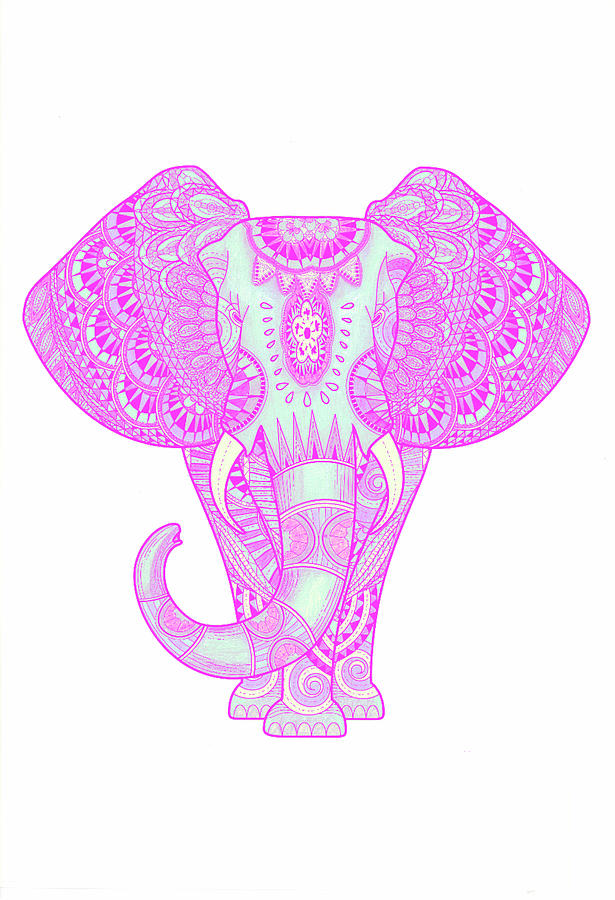 615x900 Mandala Elephant Pink Drawing - Mandala Elephant Drawing