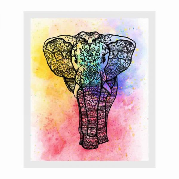 600x600 Mandala Elephant Canvas Print Wall Painting Souq - Mandala Elephant Drawing