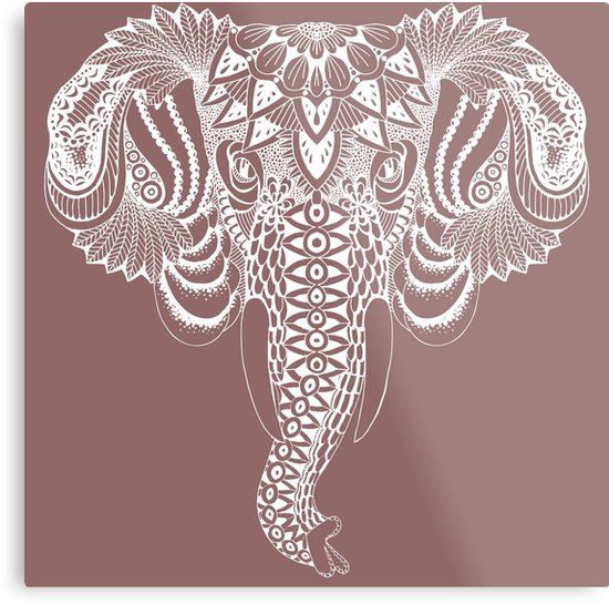 550x545 Mandala Elephant Illustration, Drawing Tattoo Style Metal Prints - Mandala Elephant Drawing