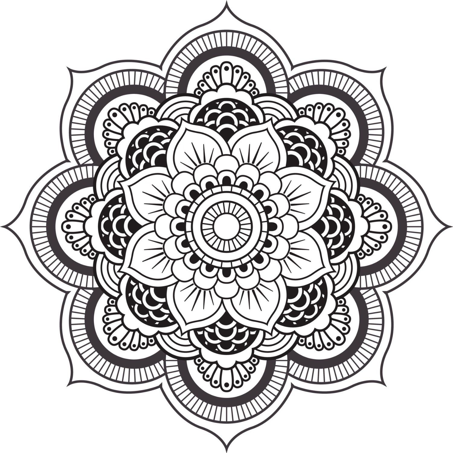 1500x1500 mandala flower drawing and mandala design black white - Mandala Flower Drawing