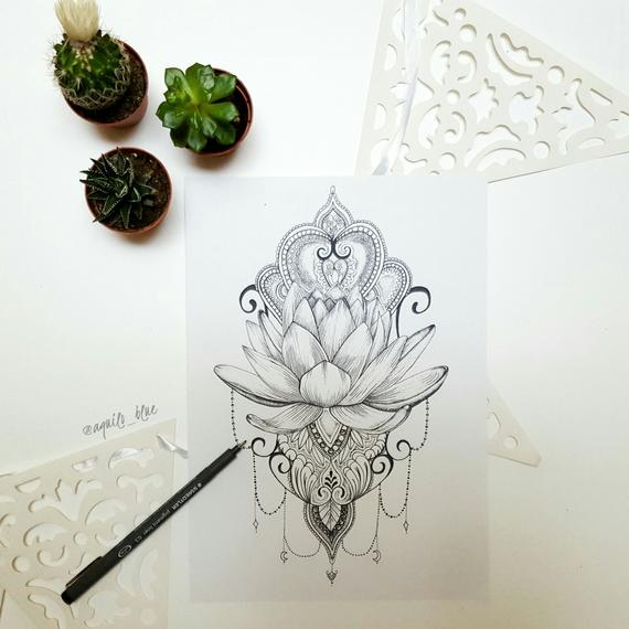 Mandala Lotus Flower Drawing at PaintingValley.com | Explore collection ...
