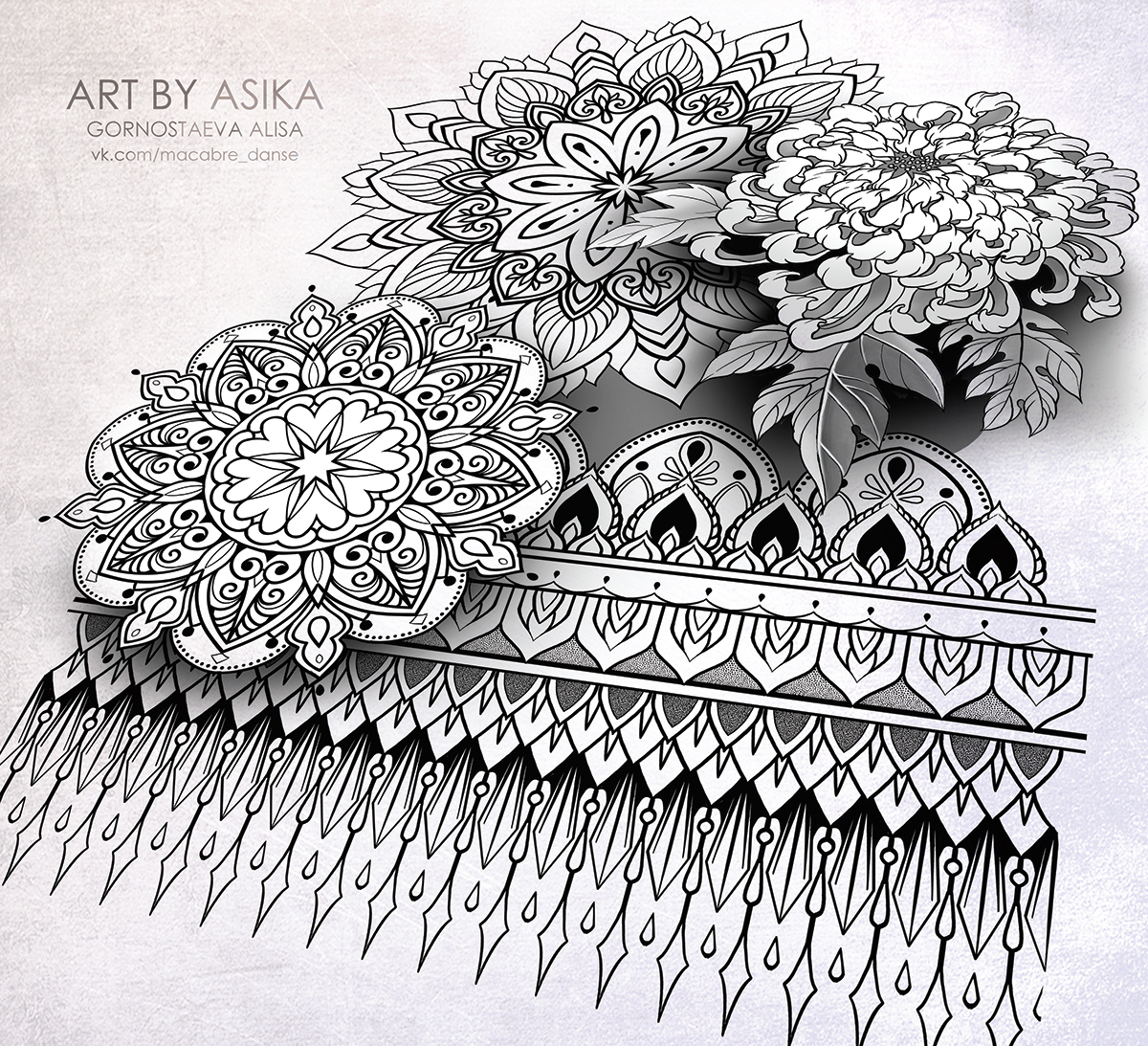 1200x1093 ornamental, mandala tattoo sketch on pantone canvas gallery - Mandala Tattoo Drawing