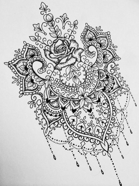 450x600 Wonderful Rose Mandala Tattoo Drawing - Mandala Tattoo Drawing