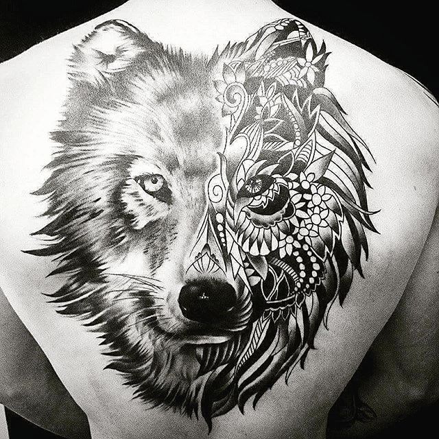 Mandala Wolf Drawing