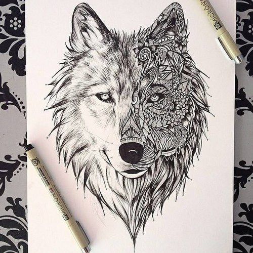 500x500 cute tattoo ideas for couples to bond together tattoo designs - Mandala Wolf Drawing