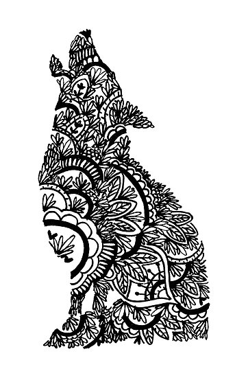 362x550 Mandala Wolf Drawing Posters - Mandala Wolf Drawing