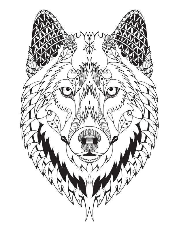 621x800 Wolf Mandala - Mandala Wolf Drawing