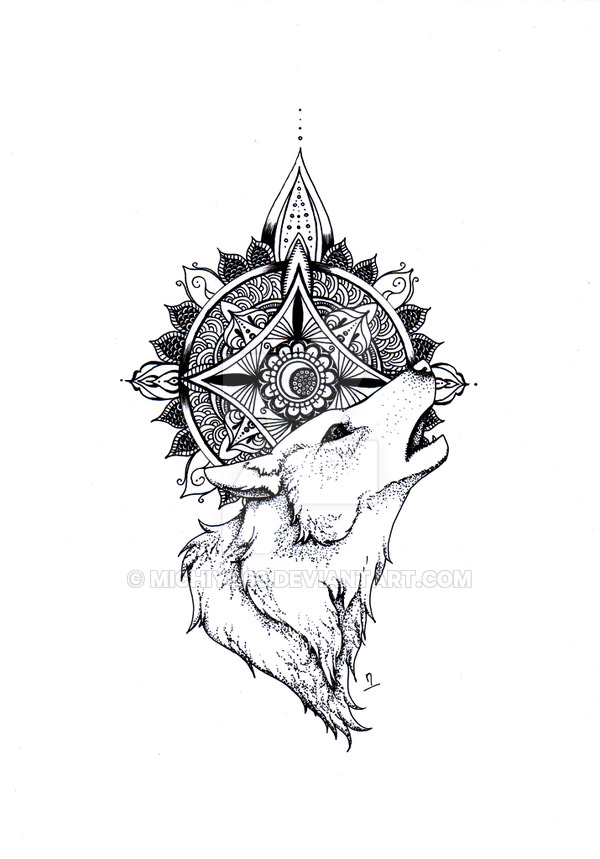 Mandala Wolf Drawing at PaintingValley.com | Explore collection of ...