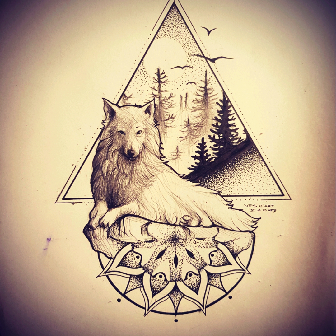 1080x1080 Veso Vidolov - Mandala Wolf Drawing