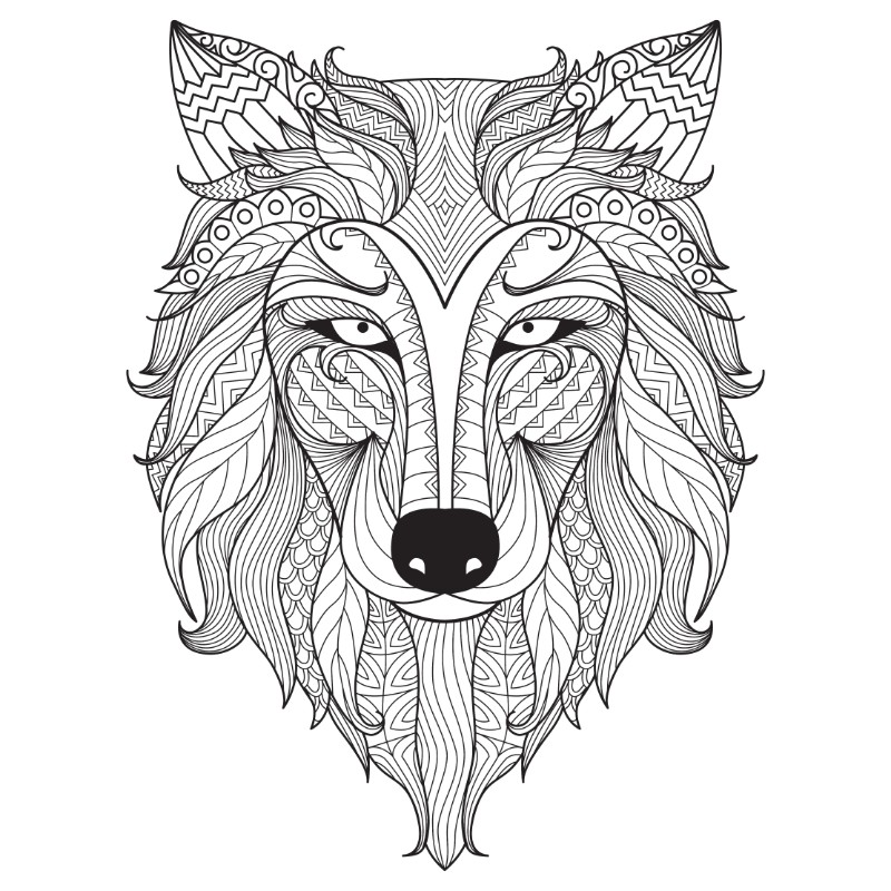 800x800 Wolf Mandala - Mandala Wolf Drawing
