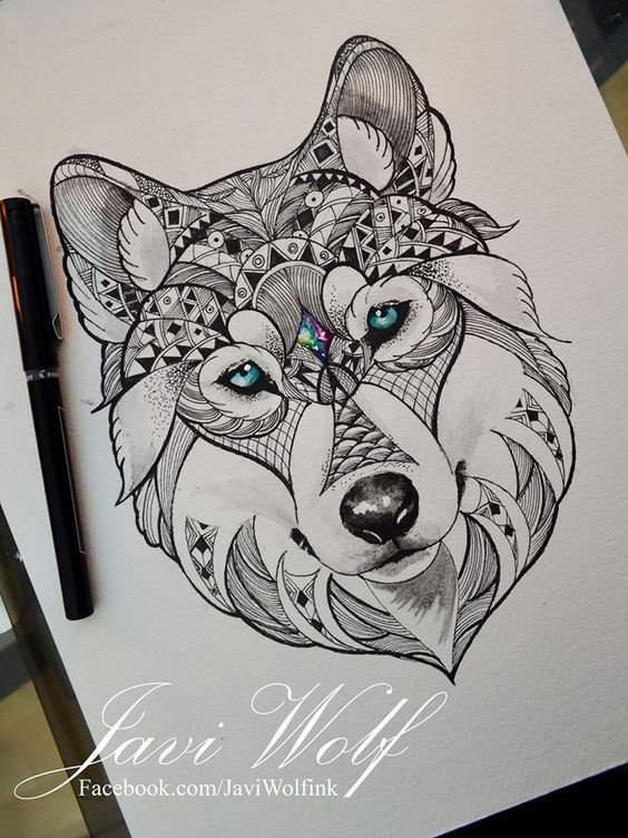 564x752 Desenhotatuagem Ornamental Lobo Drawing Things - Mandala Wolf Drawing