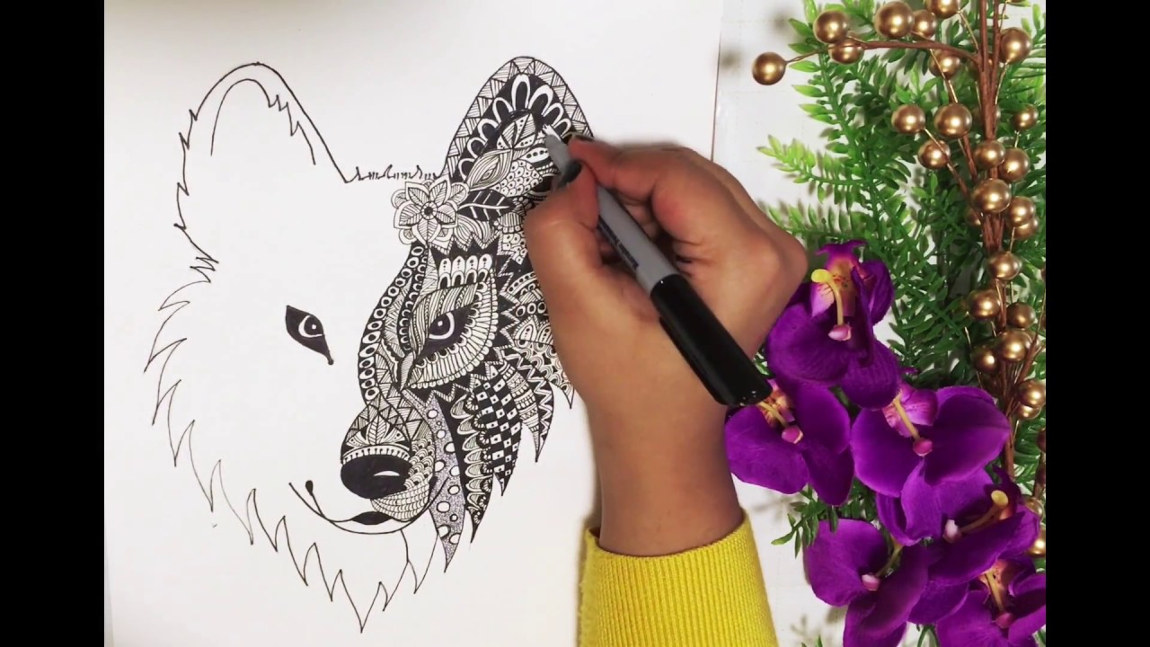 1280x720 How To Draw Wolf Mandala - Mandala Wolf Drawing
