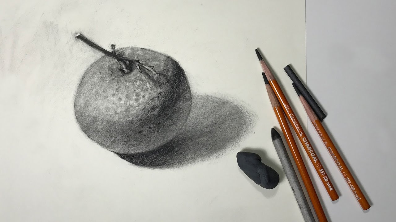 1280x720 how to draw a mandarin orange with charcoal - Mandarin Drawing