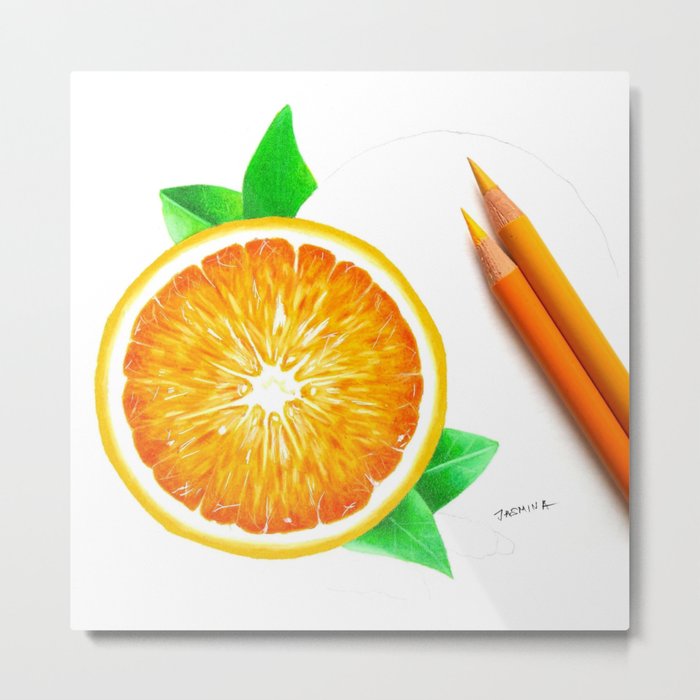 700x700 orange drawing metal print - Mandarin Orange Drawing