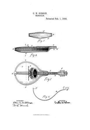 309x448 Usa Patent Historic First Gibson Mandolin Drawings In Tool - Mandolin Drawing