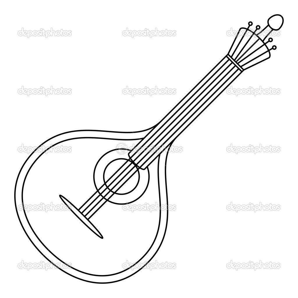 1024x1024 Mandolin Drawing Line For Free Download - Mandolin Drawing