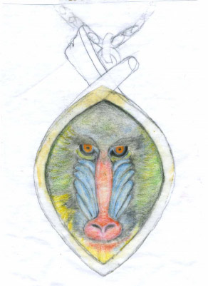 292x401 Mandrill Drawing Patsy Croft Jewelry - Mandrill Drawing