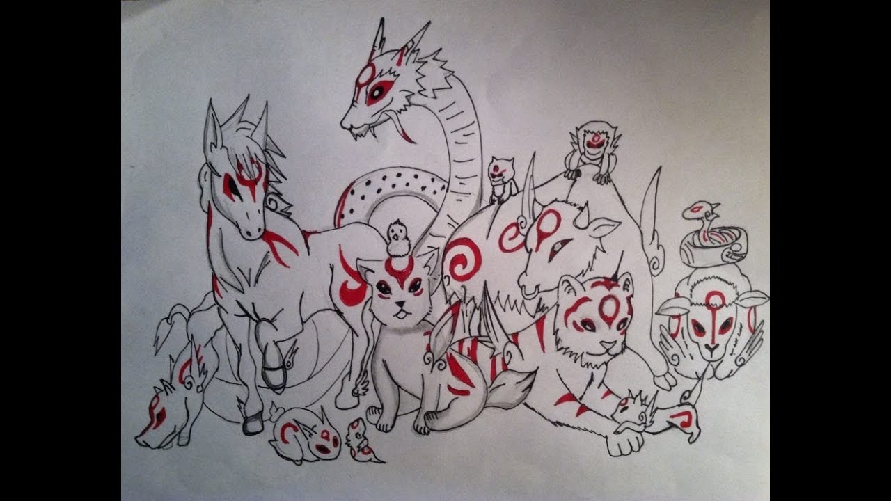 1280x720 Drawing Manga Animals Okami Characters - Manga Animals Drawing