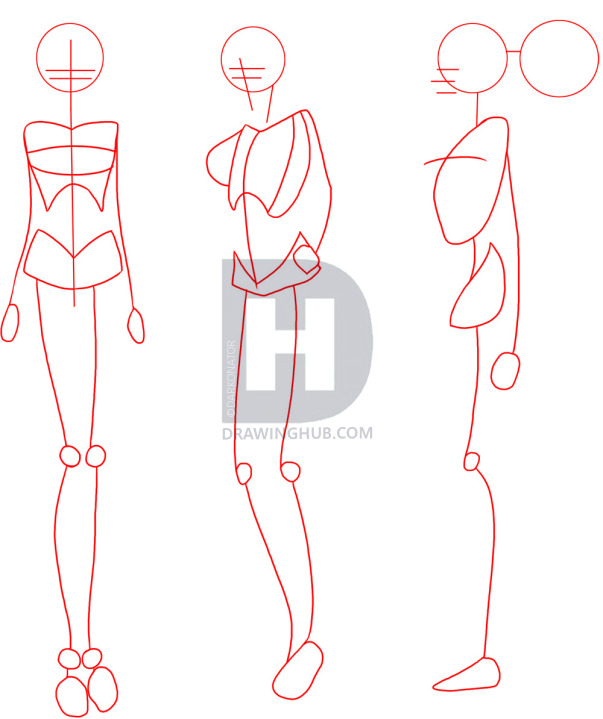 603x719 How To Draw Manga Bodies, Step - Manga Body Drawing
