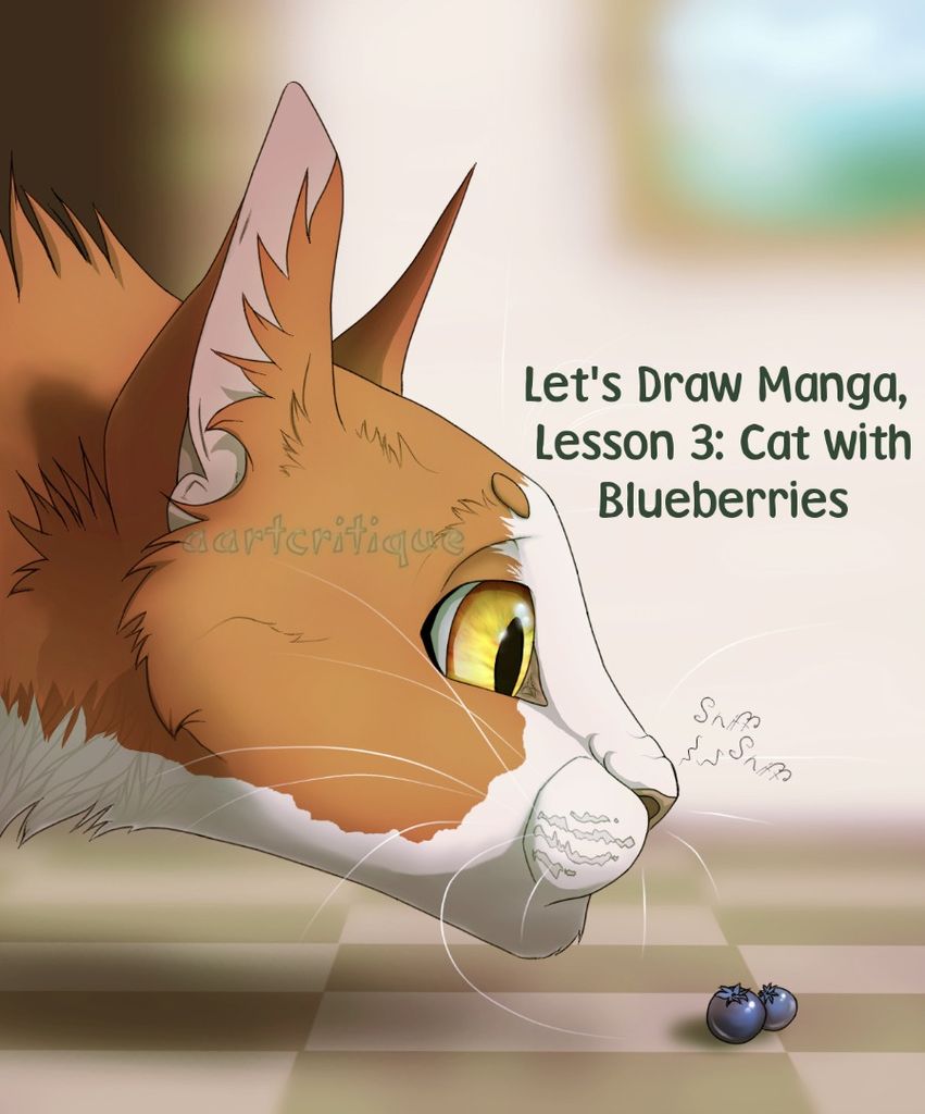 851x1024 Draw A Cat With Blueberries - Manga Cat Drawing