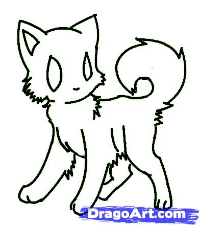 392x442 How To Draw A Manga Cat, Step - Manga Cat Drawing