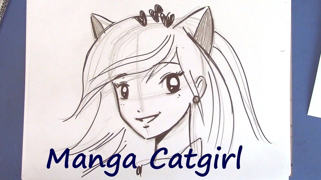 1280x720 How To Draw A Manga Cat Girl - Manga Cat Drawing