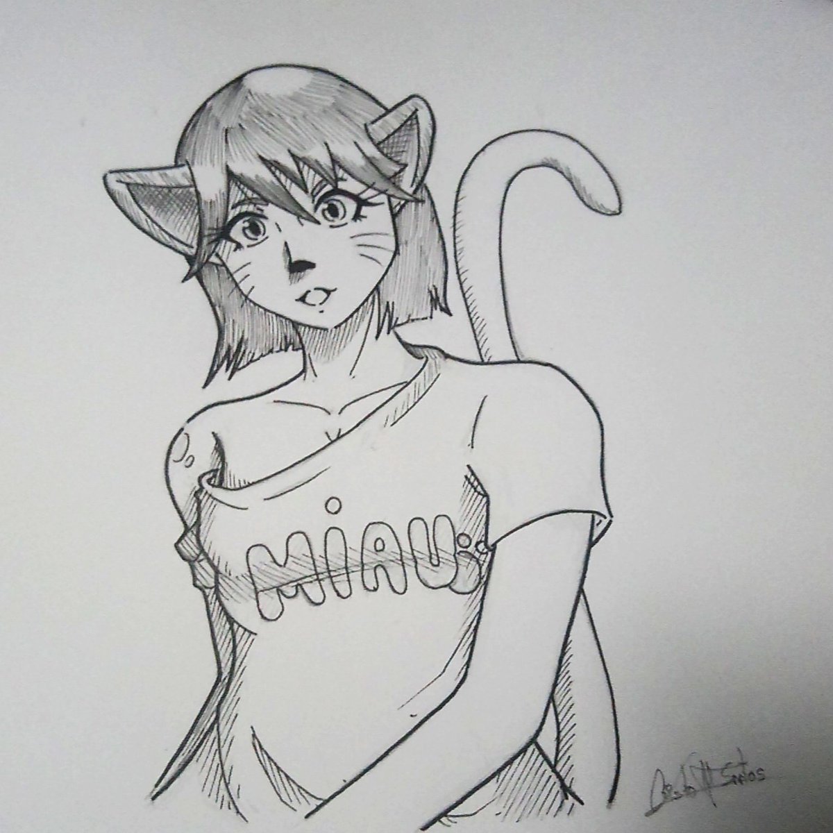 1200x1200 Cristo Santos On Twitter My Neko Girl Oc - Manga Cat Girl Drawing