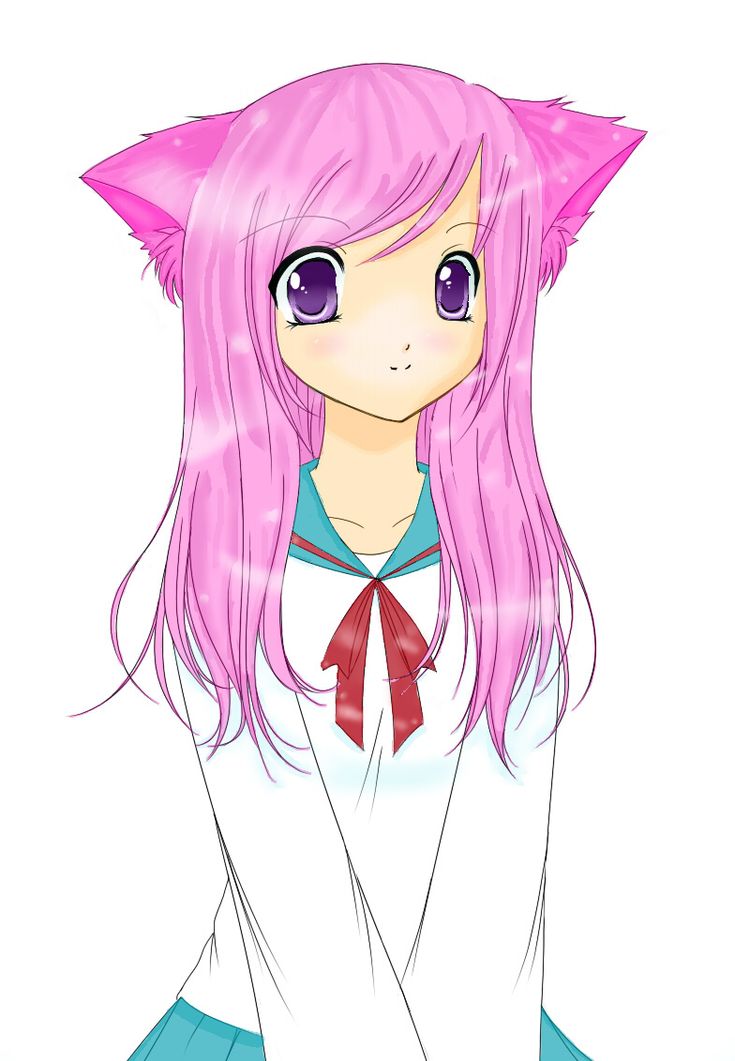735x1061 Group Of Anime Cat Girls Cats - Manga Cat Girl Drawing