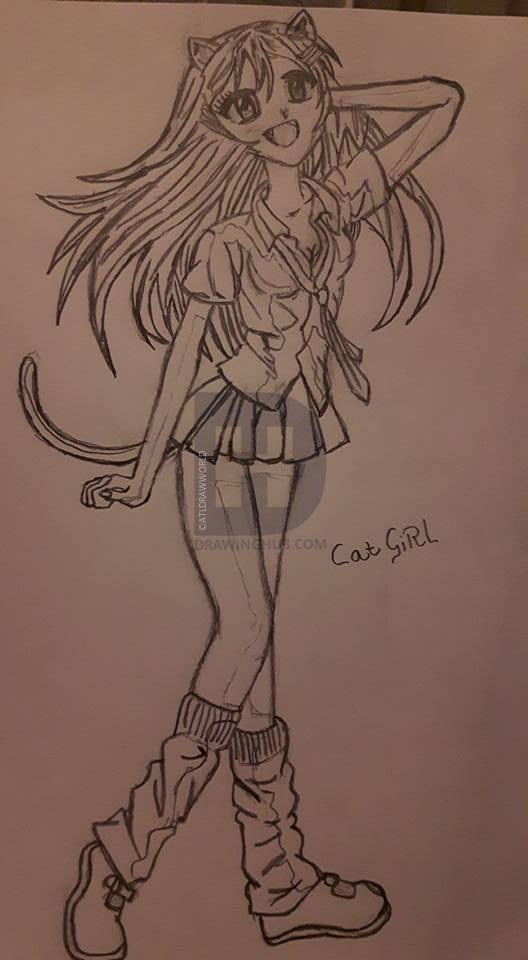 528x960 The Manga Cat Girl Drawing - Manga Cat Girl Drawing