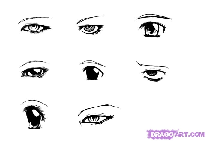 687x471 How To Draw Different Manga Eyes, Step - Manga Eyes Drawing