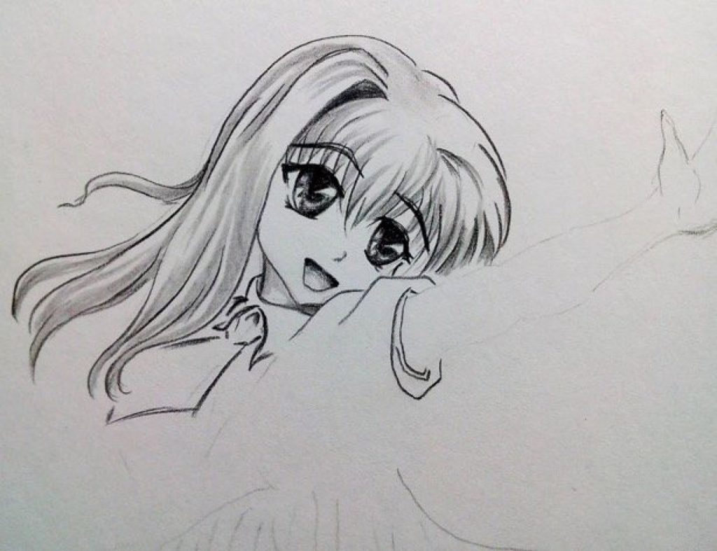 1024x787 how to draw anime girl character in action mai - Manga Girl Drawing