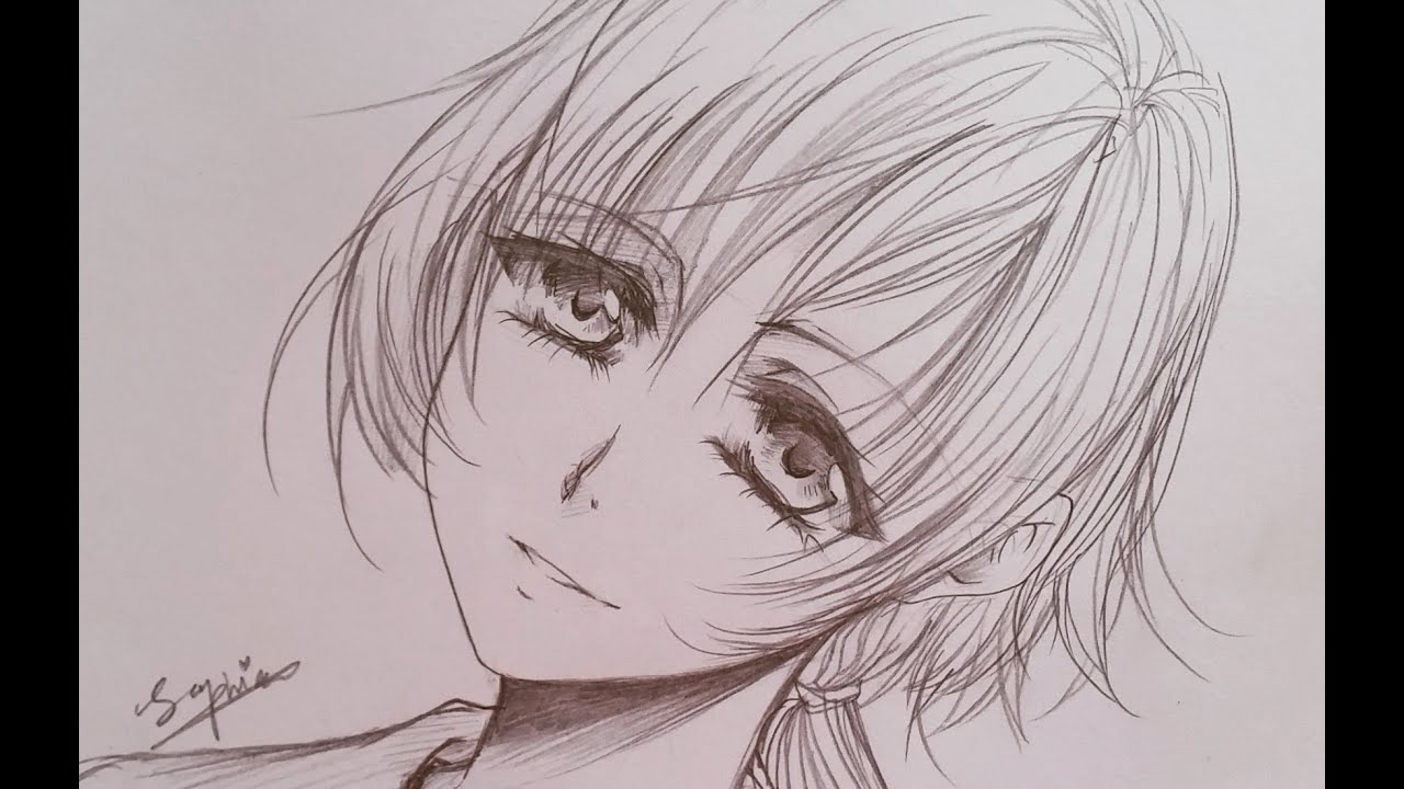 1280x720 Manga Girl Sketch - Manga Girl Drawing