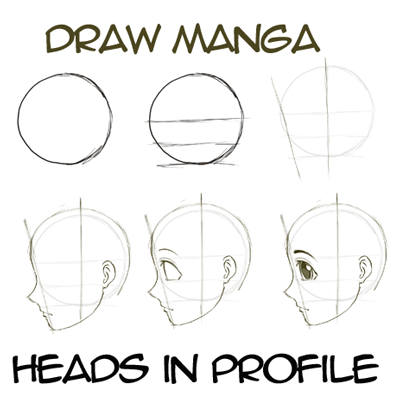 400x400 How To Draw Anime Manga Faces Heads In Profile Side View - Manga Head Drawing