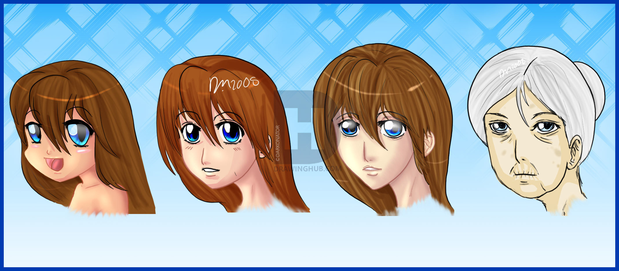 2138x936 How To Draw Manga Style Female Faces, Step - Manga Style Drawing