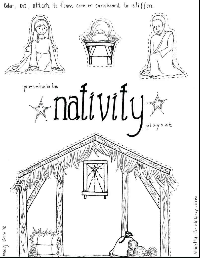 795x1024 christmas manger drawing - Manger Drawing
