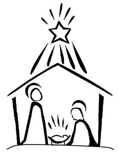 382x500 Nativity Line Drawing Cards Christmas Nativity, Christmas - Manger Drawing