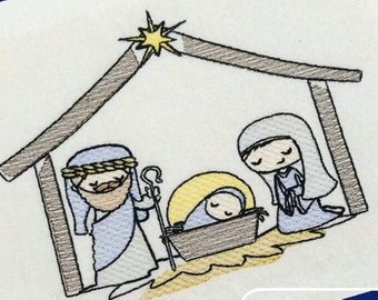 340x270 Nativity Sketch Etsy - Manger Drawing