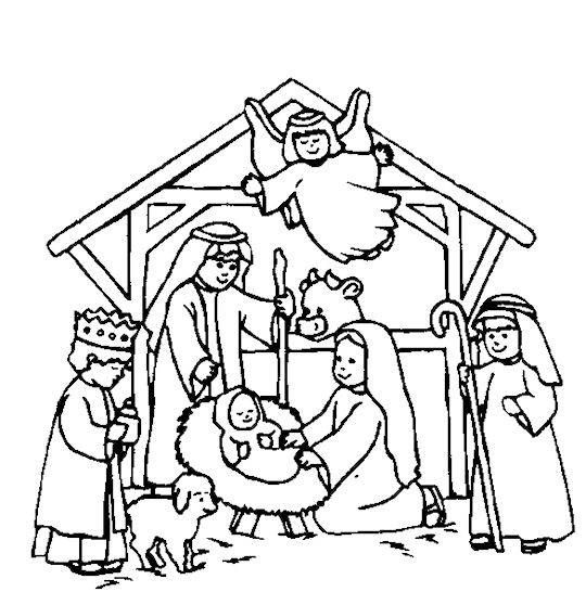 540x546 Homely Inpiration Coloring Nativity Scene Pages Free Kids Crafts - Manger Scene Drawing