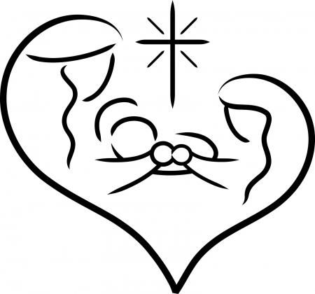 450x420 Nativity Scene Drawings - Manger Scene Drawing