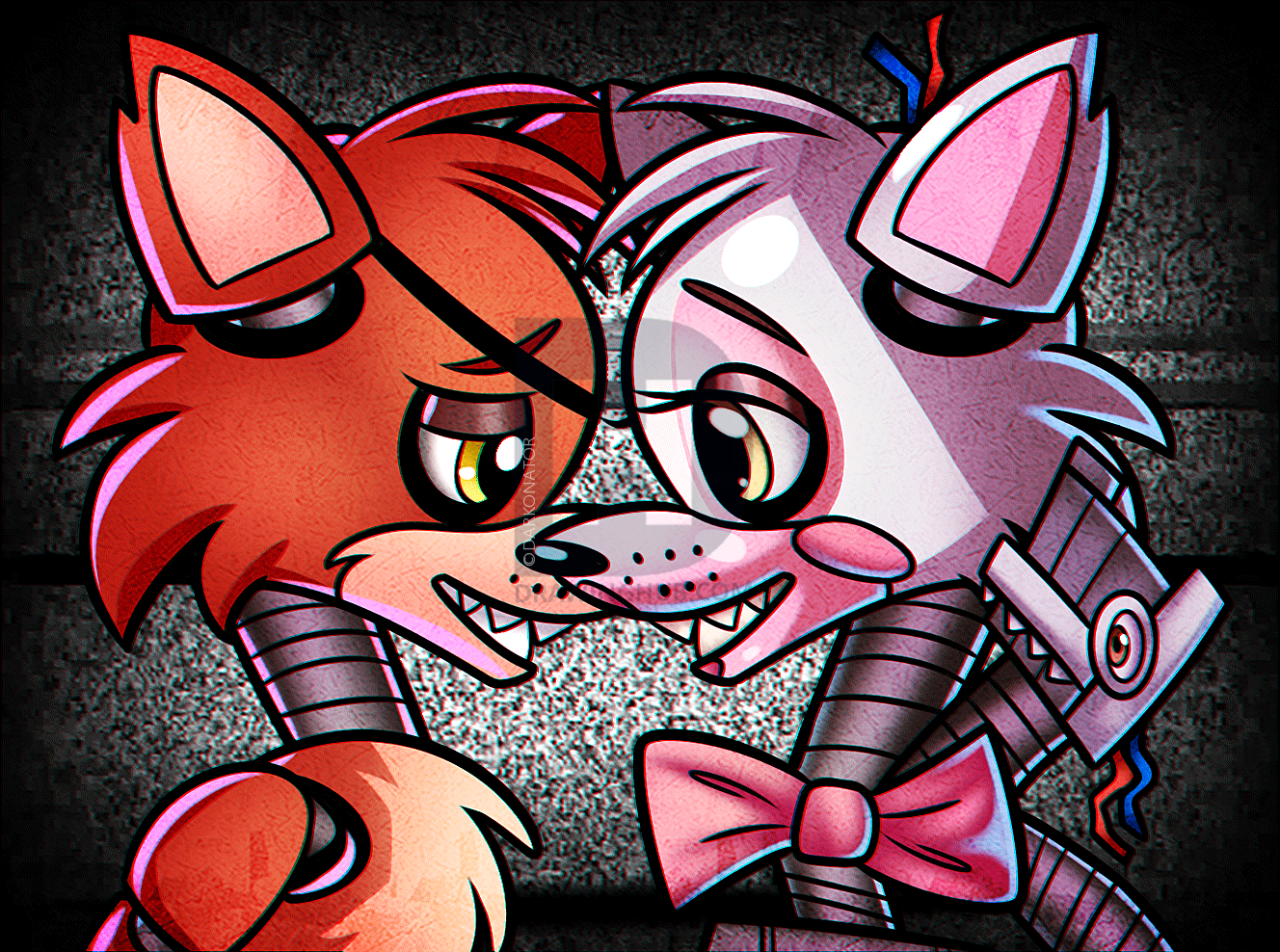 1328x988 how to draw foxy and mangle kissing, step - Mangle Dra. 