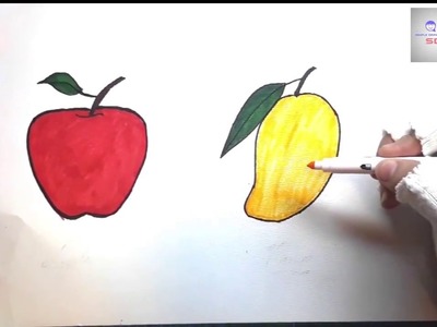 400x300 Draw, How To Draw An Apple And A Mango For Kids, How To Draw - Mango Images For Drawing