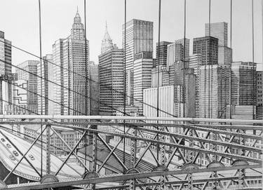 375x271 lower manhattan from the brooklyn bridge drawing - Manhattan Bridge Drawing