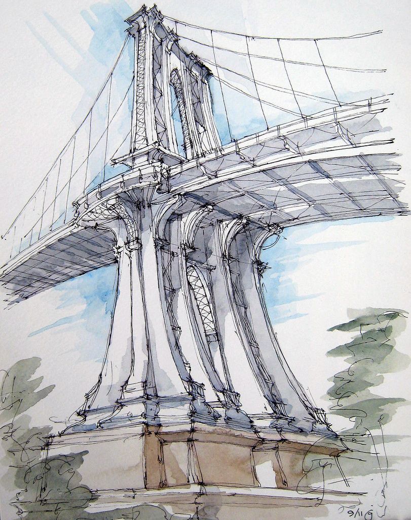 811x1024 Manhattan Bridge Arttravel Journal Manhattan Bridge, Sketches - Manhattan Bridge Drawing