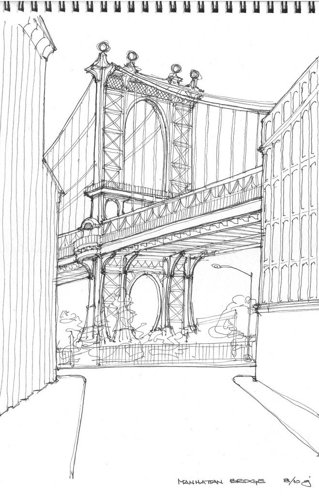 659x1024 Manhattan Bridge Drawing And Painting Art Sketches, Manhattan - Manhattan Bridge Drawing