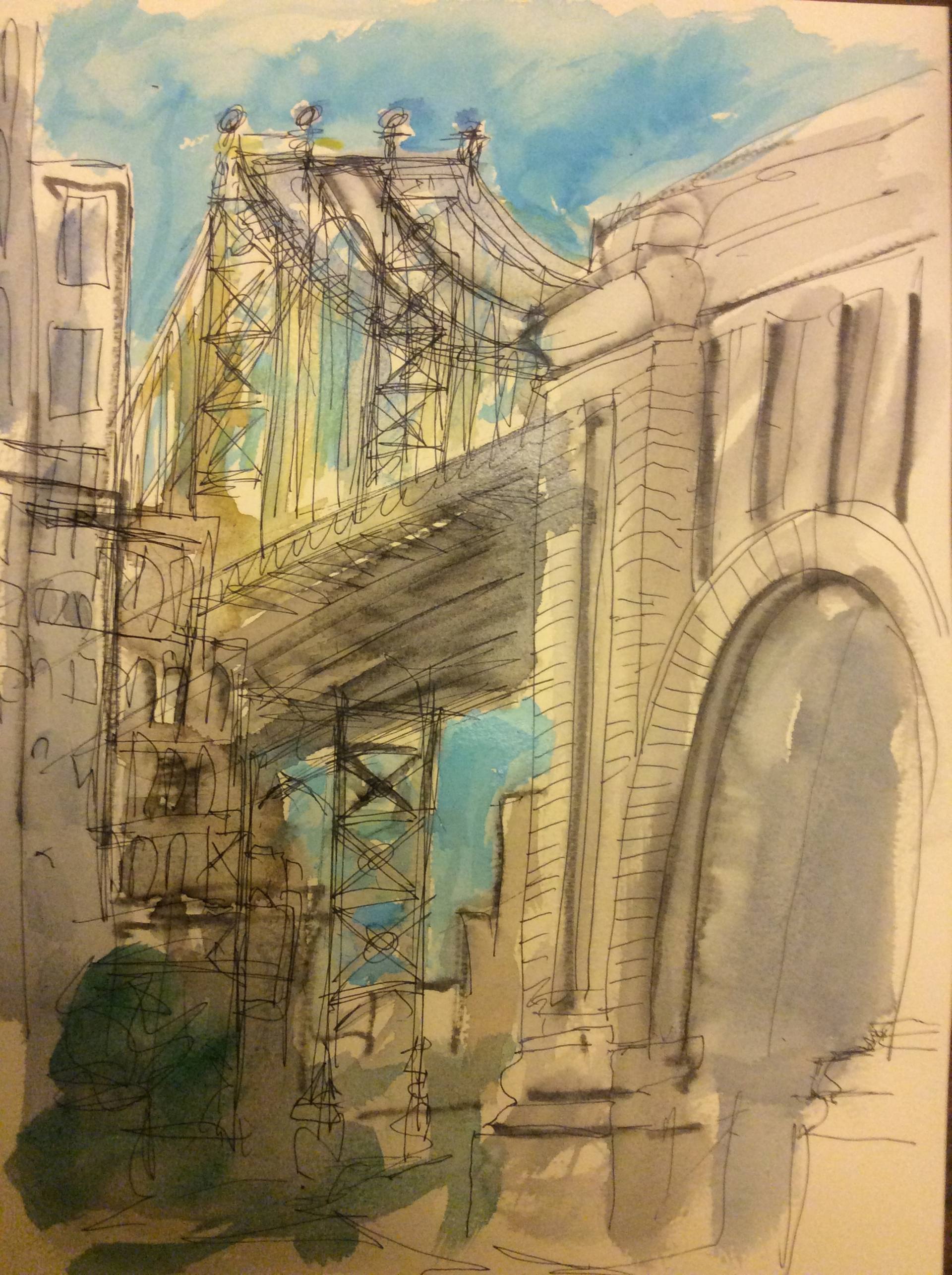 1920x2570 Manhattan Bridge Drawing - Manhattan Bridge Drawing