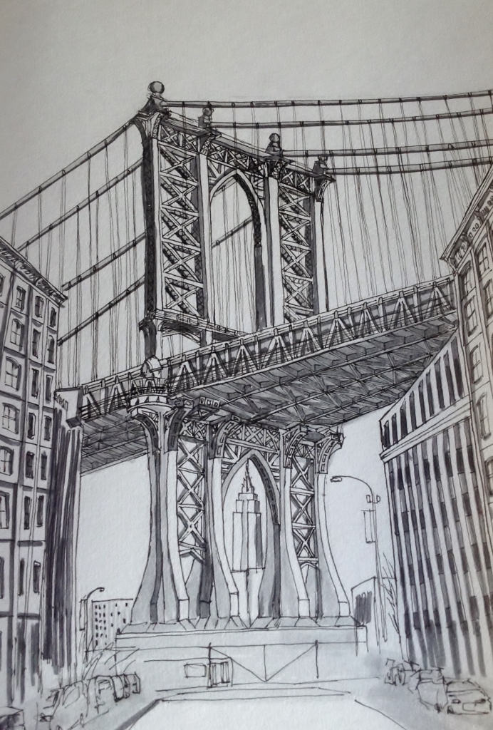692x1024 View Of Manhattan Bridge From Dumbo Stillman Birn - Manhattan Bridge Drawing