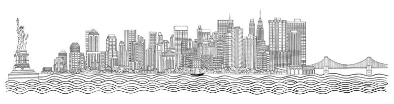 800x212 I Want This As A Tattoo Tattoos Ny Skyline - Manhattan Drawing
